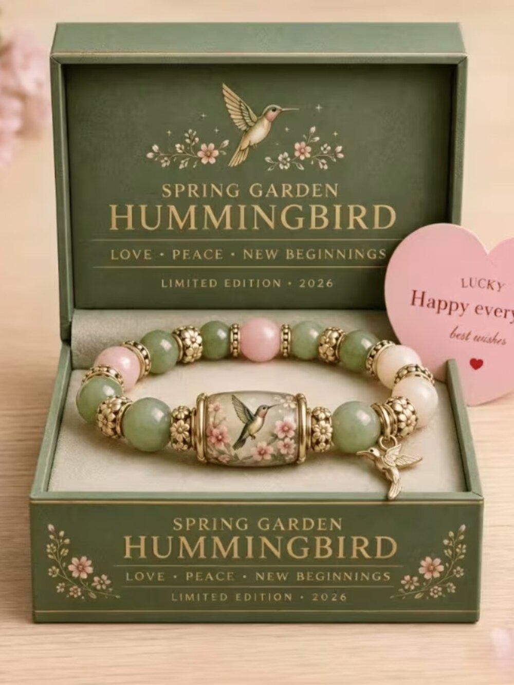 Hummingbird Stretch Bracelet with Gift Box - New